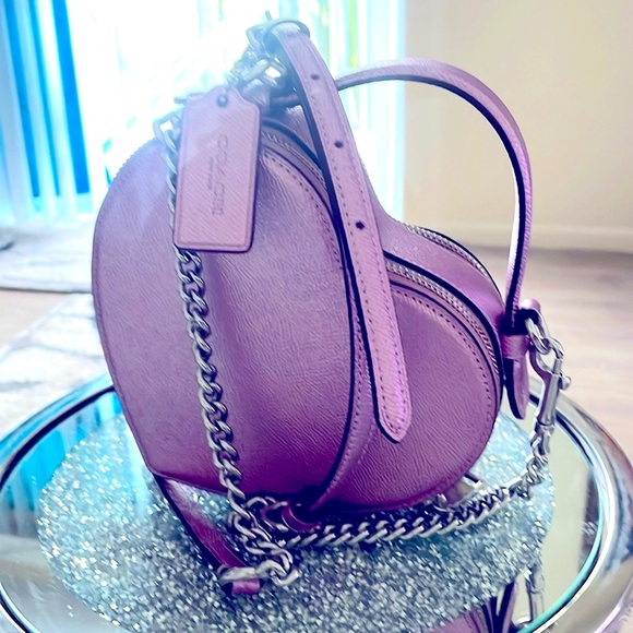 NWT COACH Metallic Leather 💜 HEART Crossbody - Picture 2 of 9